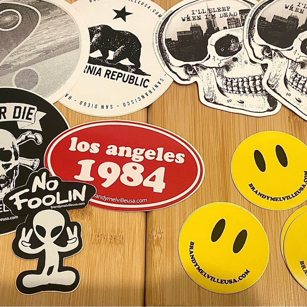 Brandy Melville Stickers 11 Rare 1984 👽🙂💀